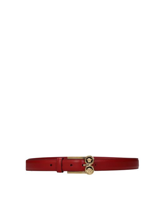Versace Thin Belts Leather Red Dark Red