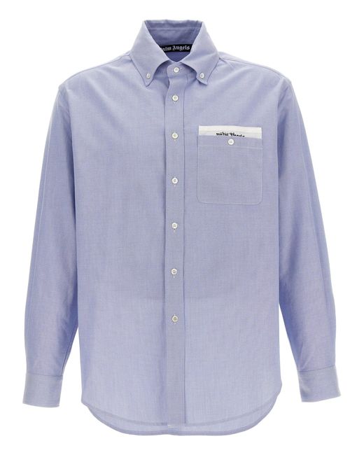 Palm Angels Blue Sartorial Tape Shirt Shirt, Blouse for men