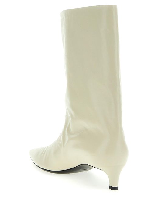 Leather Ankle Boots Stivali E Stivaletti Beige di Jil Sander in White