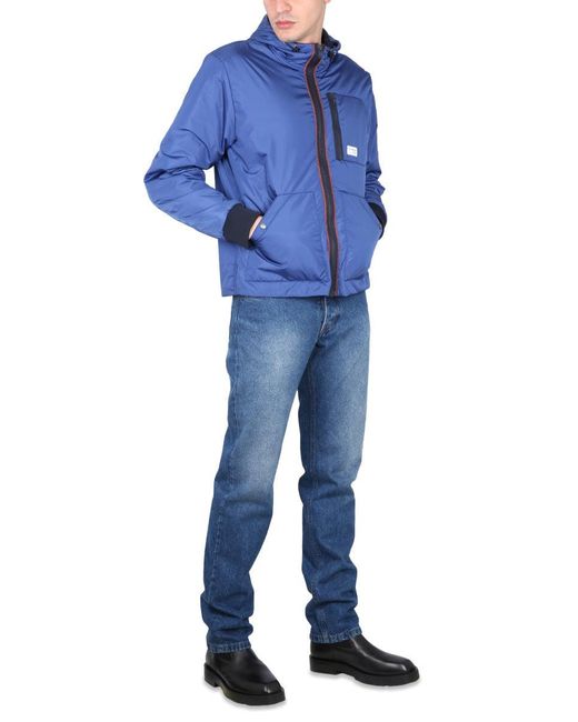 Fay Blue Bomber Jacket With Logo for men