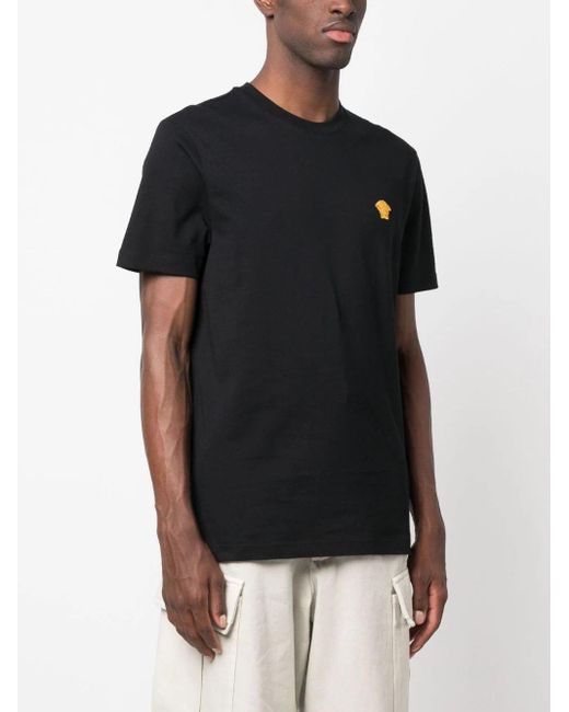 | T-shirt con logo iconico ricamato sul petto | male | NERO | XL di Versace in Black da Uomo