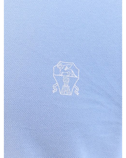 Maglia polo in cotone con stampa logo di Brunello Cucinelli in Blue da Uomo