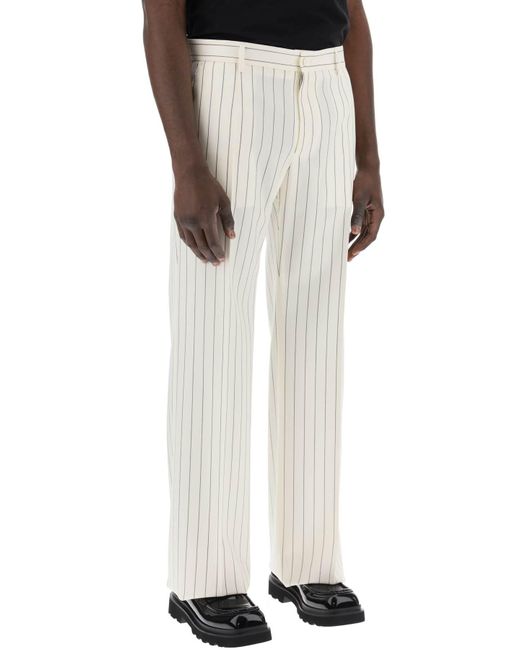 Pantaloni Sartoriali Gessati di Dolce & Gabbana in White da Uomo