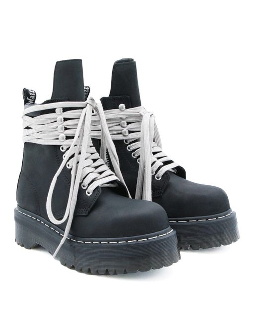 Dr. Martens 1460 Quad Sole Megalace Boot In Oily Nubuck Cow Leather Boots Black
