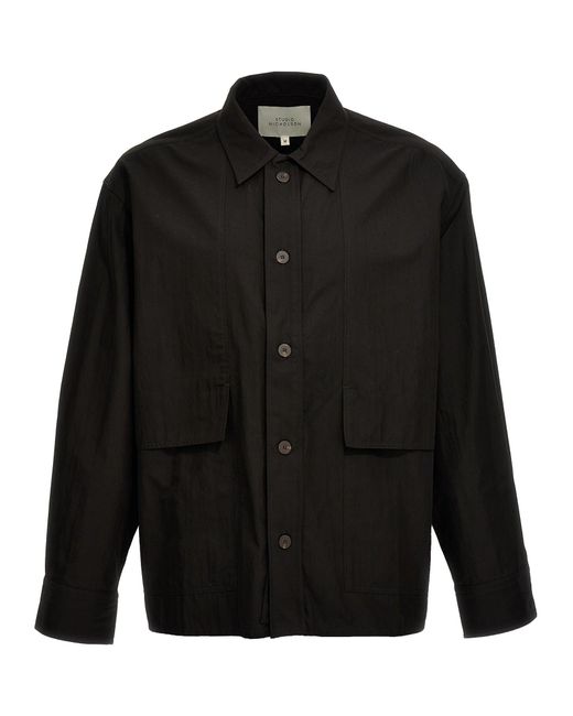 Studio Nicholson Black Military Shirt, Blouse for men