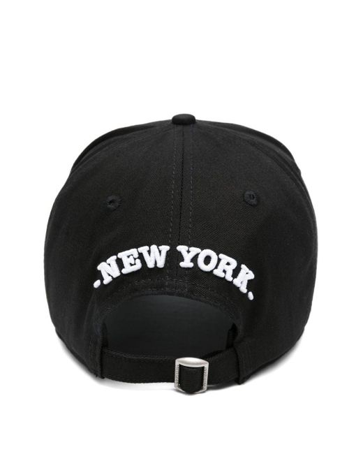 DSquared² Black Distressed Logo-Detail Baseball Cap