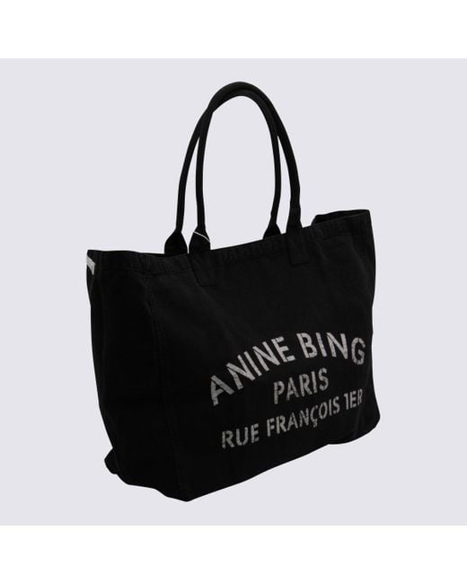 Anine Bing Black Cotton Totes