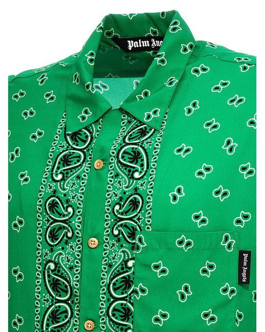 Palm Angels Green 'Paisley Bowling' Shirt for men
