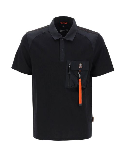 Parajumpers Black "Rescue Polo With Nylon Inserts" for men