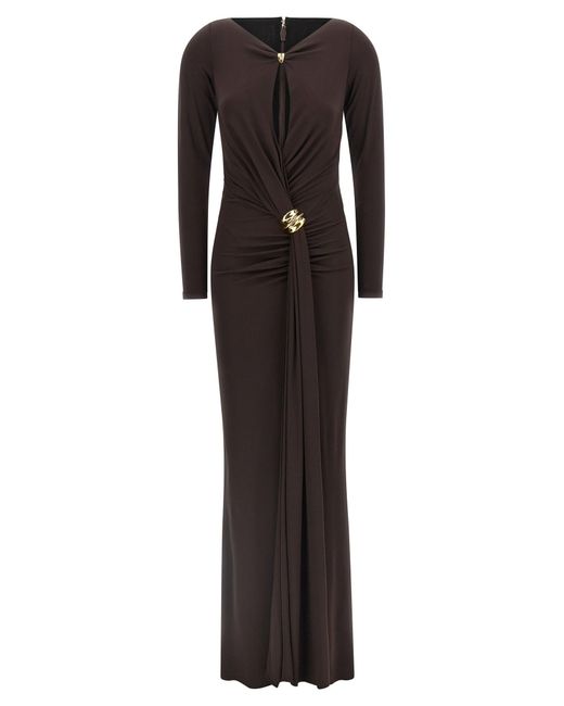 Elisabetta Franchi Women's Black Red Carpet Dresses Brown