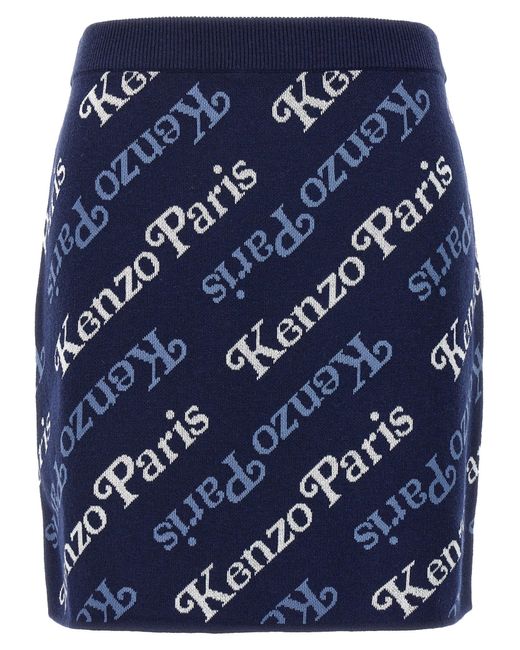 KENZO Blue All Over Logo Skirt Skirts