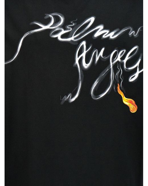 T-Shirt Foggy Con Stampa di Palm Angels in Black da Uomo