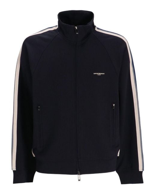 Emporio Armani Black Logo Cotton Zipped Sweatshirt for men