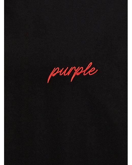 Purple Black Logo Embroidery T-shirt for men