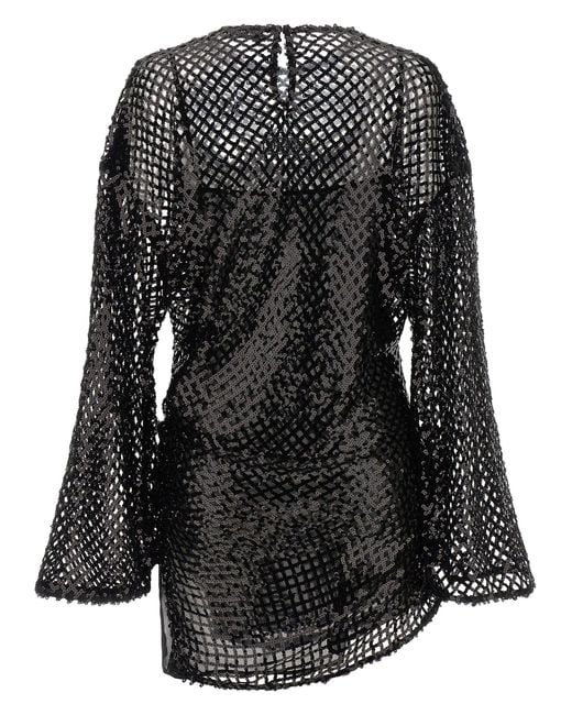 The Attico Black Sequin Mesh Dress