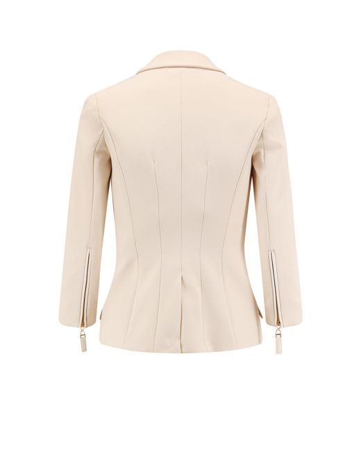 Elisabetta Franchi White Fitted Blazer With Logoed Buttons