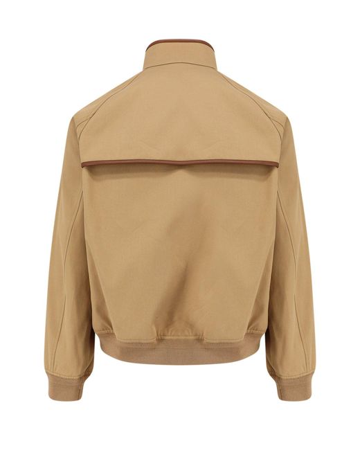Valentino Natural Cotton Jacket With Leather Profiles for men