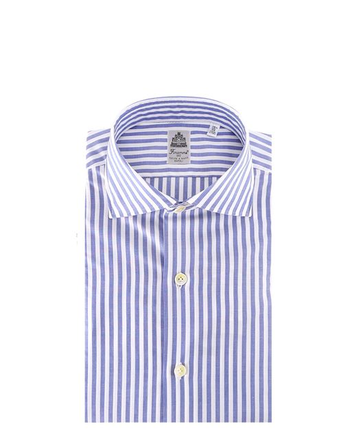 Finamore 1925 Blue Cotton Shirt for men