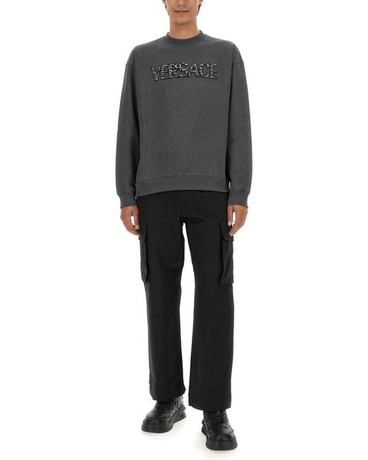 Versace Gray Sweatshirt With Crocodile Logo for men