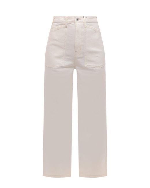 KENZO White Cotton Drill Jeans