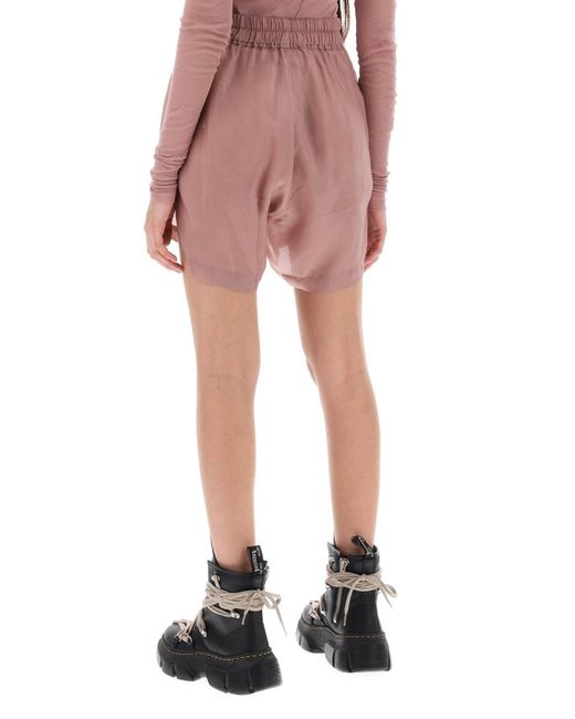 Rick Owens Pink Sporty Shorts In Cupro