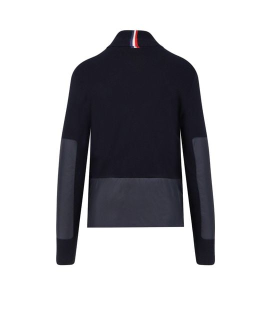 Moncler Blue Wool Turtleneck Sweater With Nylon Inserts for men