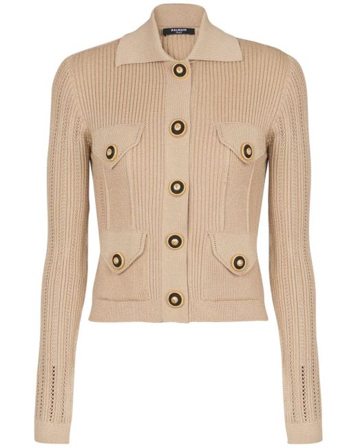 Balmain Natural Cardigan With Pockets