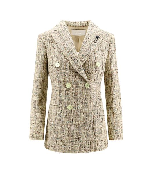 Lardini Natural Double-breasted Blazer With Lurex Effect