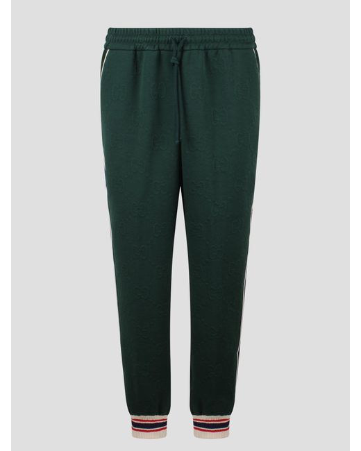 Gucci Green Gg Jacquard Jersey Track Bottoms for men