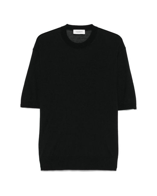Laneus Black Cotton Nylon T Shirts for men