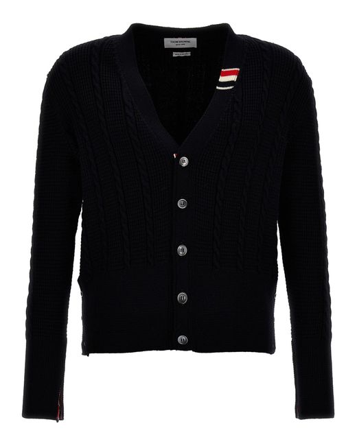 Thom Browne Black Cable Stitch Sweater, Cardigans for men