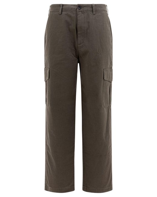 Vince Gray Cotton And Linen Cargo Trousers for men