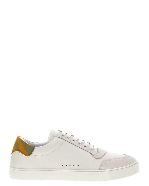 Sneakers in pelle con dettaglio check di Burberry in White da Uomo