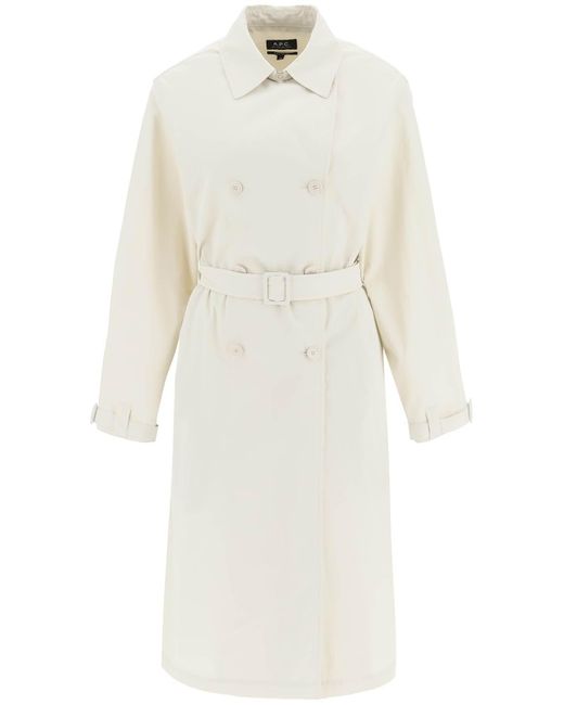 A.P.C. White 'irene' Double-breasted Trench Coat