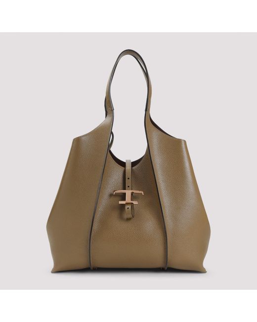 T Timeless Grained Leather Shoulder Bag-Donna di Tod's in Brown