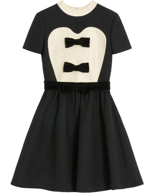 Valentino Black Wool And Silk Blend Mini Dress