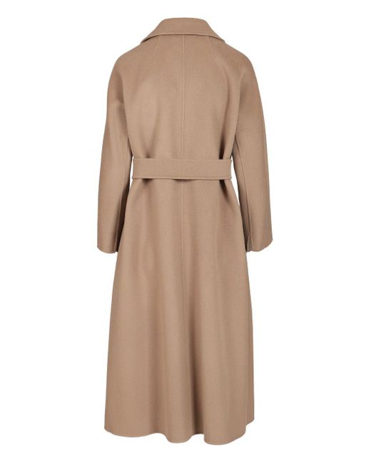 Max Mara Natural Wool Drap Midi Coat Coats