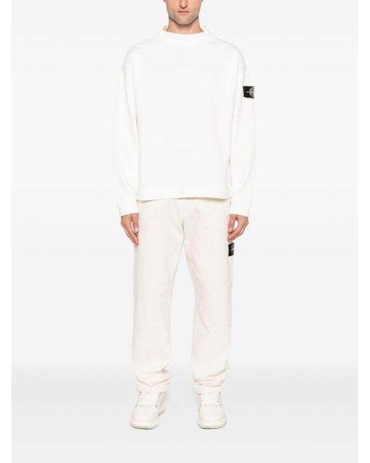 Stone Island White Cotton Sweatshirt for men