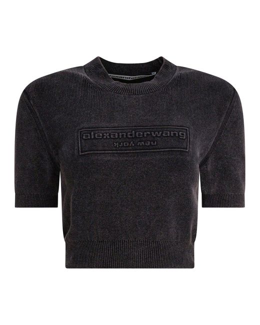 Cropped Crew Neck T-Shirt T-Shirts Nero-Donna di Alexander Wang in Black
