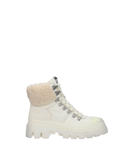 Ash White Ankle Boots Leather Ivory
