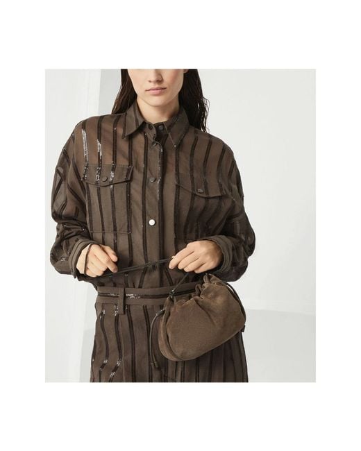 Brunello Cucinelli Brown Leather Shoulder Bag