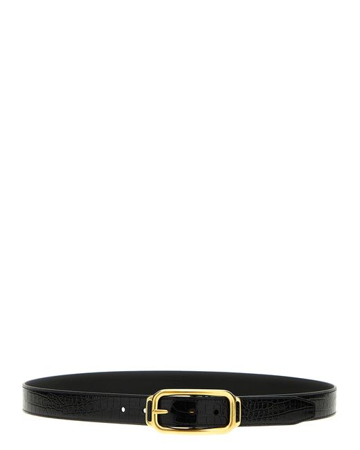 Croc Print Leather Belt Cinture Nero di Tom Ford in Black da Uomo