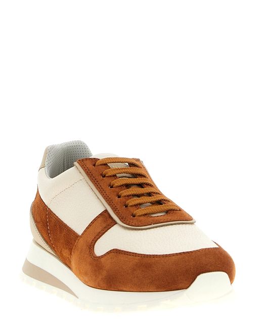 Leather Suede Sneakers-Uomo di Brunello Cucinelli in Brown da Uomo