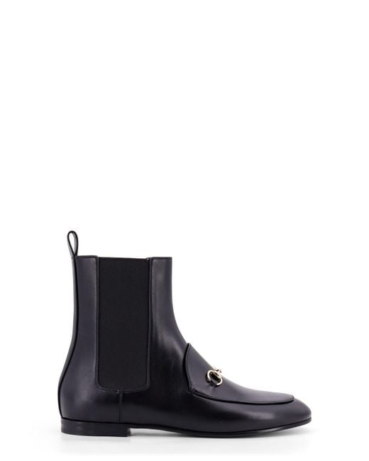 Gucci Blue Jordaan Leather Ankle Boots