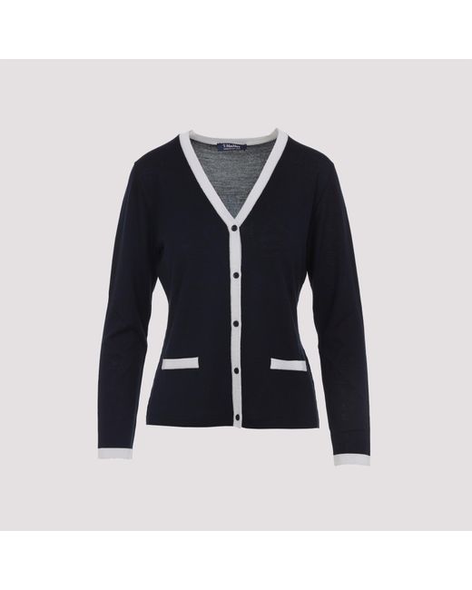 Max Mara Blue Virgin Wool Kenya Cardigan