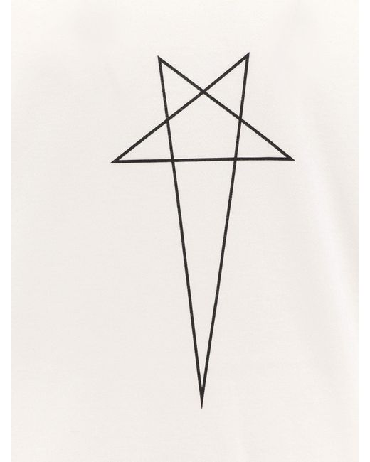 T-shirt in cotone organico con stampa frontale di Rick Owens in White da Uomo
