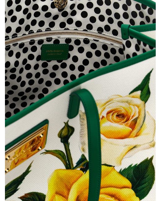 Dolce & Gabbana Yellow 'Rose Gialle' Large Shopping Bag