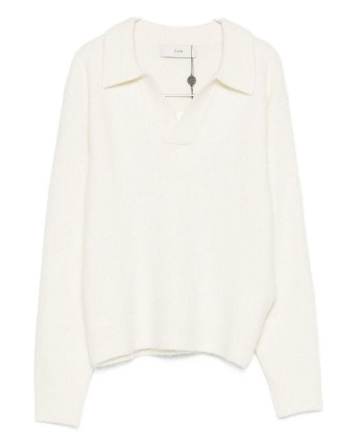 DUNST White Wool Blend Polo Sweater