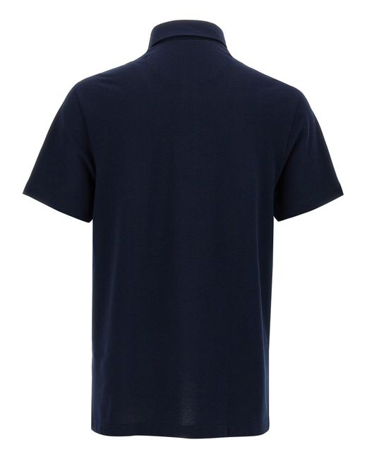 Cotton Shirt Polo Blu-Uomo di Brioni in Blue da Uomo