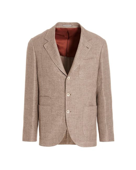 Single Breast Blazer Jacket Giacche Beige di Brunello Cucinelli in Brown da Uomo